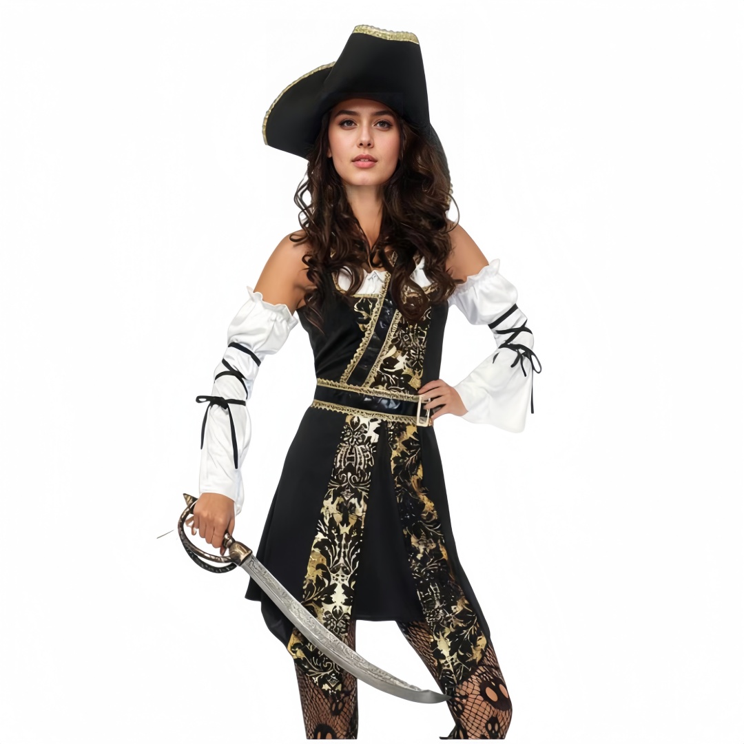Halloween Pirate Costume Fancy Stage Performance Dress Pirate Role Play Outfit